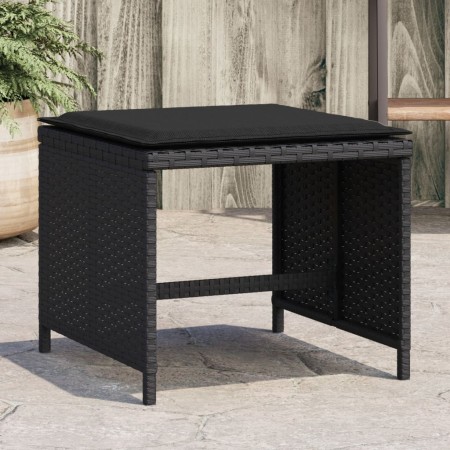 Taburetes de jardín con cojines 4 uds ratán PE negro 41x41x36cm de , Otomanas de exterior - Ref: Foro24-365042, Precio: 99,84...