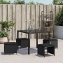 Taburetes de jardín con cojines 4 uds ratán PE negro 41x41x36cm de , Otomanas de exterior - Ref: Foro24-365042, Precio: 99,84...