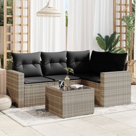 Set de sofás jardín y cojines 5 pzas ratán sintético gris claro de , Conjuntos de jardín - Ref: Foro24-3218912, Precio: 346,4...