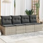 Sofá de jardín con cojines 4 plazas ratán sintético gris claro de , Sofás de exterior - Ref: Foro24-366178, Precio: 238,42 €,...