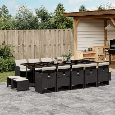 Set comedor de jardín con cojines 15 pzas ratán sintético negro de , Conjuntos de jardín - Ref: Foro24-3210630, Precio: 872,4...