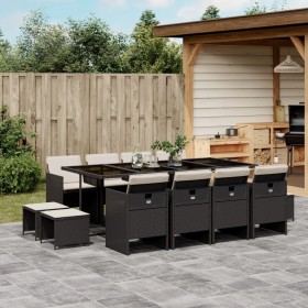 Set comedor de jardín con cojines 13 pzas ratán sintético negro de , Conjuntos de jardín - Ref: Foro24-3210618, Precio: 739,3...