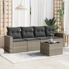 Set de sofás jardín y cojines 5 pzas ratán sintético gris claro de , Conjuntos de jardín - Ref: Foro24-3218682, Precio: 306,1...