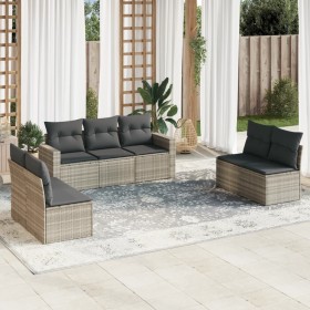 Set de sofás de jardín 7 pzas con cojines ratán PE gris claro de , Conjuntos de jardín - Ref: Foro24-3218822, Precio: 442,06 ...