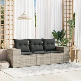 Set de sofá de jardín 3 pzas y cojines ratán sintético gris de , Conjuntos de jardín - Ref: Foro24-3254599, Precio: 242,22 €,...