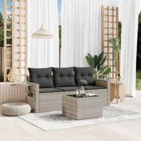 Set de sofás de jardín 4 pzas y cojines ratán sintético gris de , Conjuntos de jardín - Ref: Foro24-3252209, Precio: 261,19 €...