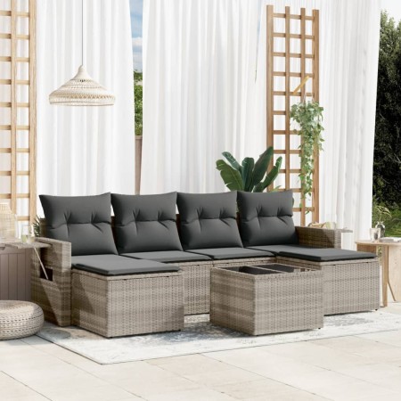 Set de sofás de jardín 7 pzas con cojines ratán PE gris claro de , Conjuntos de jardín - Ref: Foro24-3252869, Precio: 417,87 ...