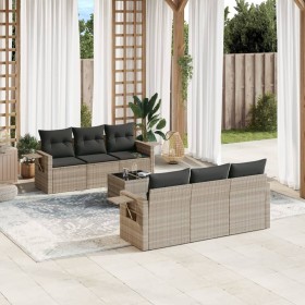 Set de sofás de jardín 7 pzas con cojines ratán PE gris claro de , Conjuntos de jardín - Ref: Foro24-3252249, Precio: 472,01 ...