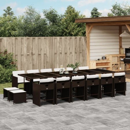 Set de muebles jardín 17 pzas y cojines ratán sintético marrón de , Conjuntos de jardín - Ref: Foro24-3211185, Precio: 895,88...
