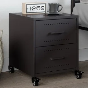 Black steel bedside table 36x39x43.5 cm by , Nightstands - Ref: Foro24-846626, Price: 52,48 €, Discount: %