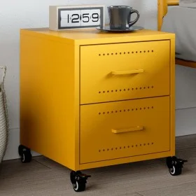Mesita de noche acero amarillo mostaza 36x39x43,5 cm de , Mesitas de noche - Ref: Foro24-846632, Precio: 54,60 €, Descuento: %