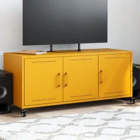 Mueble para TV acero laminado en frío amarillo 100,5x39x43,5 cm de , Muebles TV - Ref: Foro24-846647, Precio: 98,59 €, Descue...