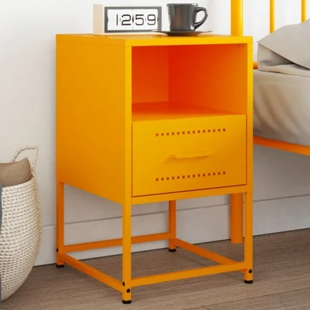 Mesita de noche acero amarillo mostaza 36x39x60,5 cm de , Mesitas de noche - Ref: Foro24-846560, Precio: 61,31 €, Descuento: %