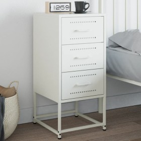 Mesita de noche acero blanco 36x39x78 cm de , Mesitas de noche - Ref: Foro24-846588, Precio: 66,09 €, Descuento: %