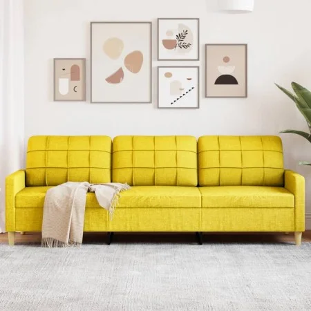 Sofá de 3 plazas de tela amarillo claro 210 cm de , Sofás - Ref: Foro24-4007419, Precio: 294,62 €, Descuento: %