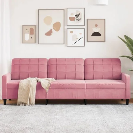 3-seater pink velvet sofa 210 cm by , Sofas - Ref: Foro24-4007647, Price: 326,89 €, Discount: %