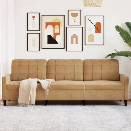 Sofá de 3 plazas terciopelo marrón 210 cm de , Sofás - Ref: Foro24-4007651, Precio: 288,89 €, Descuento: %