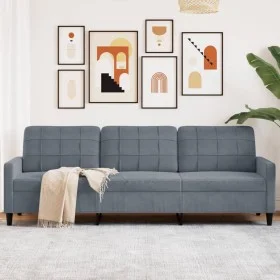 Dreisitzer-Sofa aus dunkelgrauem Samt, 210 cm von , Sofas - Ref: Foro24-4007645, Preis: 271,52 €, Rabatt: %
