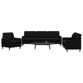 Juego de sofás con cojines 3 piezas terciopelo negro de , Sofás - Ref: Foro24-3278436, Precio: 655,14 €, Descuento: %