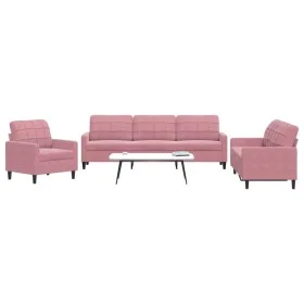 Juego de sofás con cojines 3 piezas terciopelo rosa de , Sofás - Ref: Foro24-3278434, Precio: 736,84 €, Descuento: %