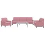Juego de sofás con cojines 3 piezas terciopelo rosa de , Sofás - Ref: Foro24-3278434, Precio: 736,84 €, Descuento: %