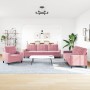 Juego de sofás con cojines 3 piezas terciopelo rosa de , Sofás - Ref: Foro24-3278434, Precio: 750,93 €, Descuento: %