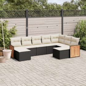 Set de sofás de jardín 8 piezas y cojines ratán sintético negro en Conjuntos de jardín | Comprar online en Foru.es