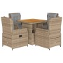 Set comedor de jardín 5 pzas con cojines ratán sintético beige de , Conjuntos de jardín - Ref: Foro24-3262772, Precio: 535,96...