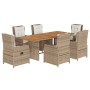 Set comedor de jardín 7 pzas con cojines ratán sintético beige de , Conjuntos de jardín - Ref: Foro24-3262793, Precio: 914,71...