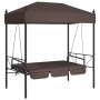 Banco columpio de jardín con toldo acero marrón café de , Balancines de jardín - Ref: Foro24-4008900, Precio: 241,29 €, Descu...