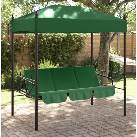 Banco columpio de jardín con toldo acero verde de , Balancines de jardín - Ref: Foro24-4008902, Precio: 241,29 €, Descuento: %
