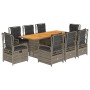Set comedor jardín 9 pzas y cojines ratán sintético gris de , Conjuntos de jardín - Ref: Foro24-3262931, Precio: 1,00 €, Desc...