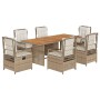 Set comedor de jardín 7 pzas con cojines ratán sintético beige de , Conjuntos de jardín - Ref: Foro24-3262938, Precio: 811,34...