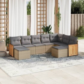 Set de sofás de jardín 9 pzas con cojines ratán sintético beige en Conjuntos de jardín | Comprar online en Foru.es