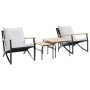 Juego de muebles de jardín con cojines 4 piezas acero negro de , Conjuntos de jardín - Ref: Foro24-4009305, Precio: 412,59 €,...