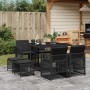 Set de comedor de jardín 9 pzas y cojines ratán sintético negro de , Conjuntos de jardín - Ref: Foro24-3210775, Precio: 345,3...