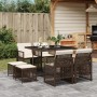 Set comedor para jardín 9 pzas y cojines ratán sintético marrón de , Conjuntos de jardín - Ref: Foro24-3210777, Precio: 361,6...