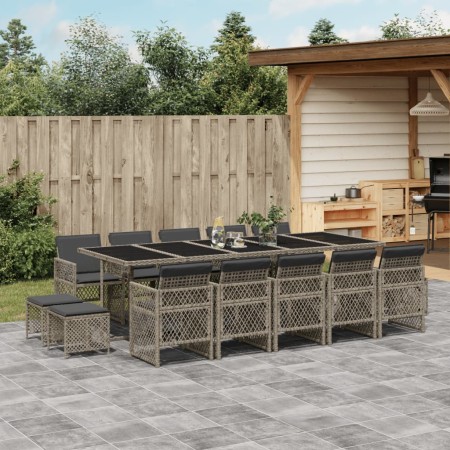 Set comedor de jardín con cojines 15 pzas ratán sintético gris de , Conjuntos de jardín - Ref: Foro24-3210812, Precio: 789,66...