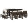 Set comedor de jardín 11 pzas y cojines ratán sintético marrón de , Conjuntos de jardín - Ref: Foro24-3210789, Precio: 490,98...