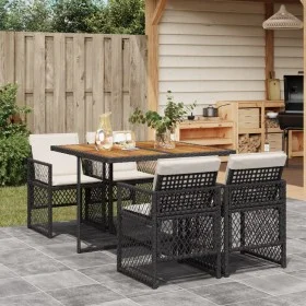 Set de muebles jardín 5 pzas con cojines ratán sintético negro de , Conjuntos de jardín - Ref: Foro24-3210723, Precio: 323,81...