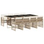 Set comedor de jardín 9 pzas con cojines ratán sintético beige de , Conjuntos de jardín - Ref: Foro24-3210742, Precio: 534,67...