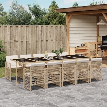 Set comedor de jardín 11 pzas con cojines ratán sintético beige de , Conjuntos de jardín - Ref: Foro24-3210754, Precio: 713,7...