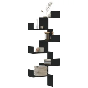 Estantería pared esquina madera ingeniería negro 45x45x147 cm de , Estantes y estanterías - Ref: Foro24-852637, Precio: 51,47...