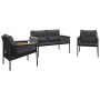 Juego de muebles de jardín con cojines 3 piezas acero negro de , Conjuntos de jardín - Ref: Foro24-3283635, Precio: 398,51 €,...