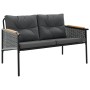 Juego de muebles de jardín con cojines 3 piezas acero negro de , Conjuntos de jardín - Ref: Foro24-3283635, Precio: 398,51 €,...
