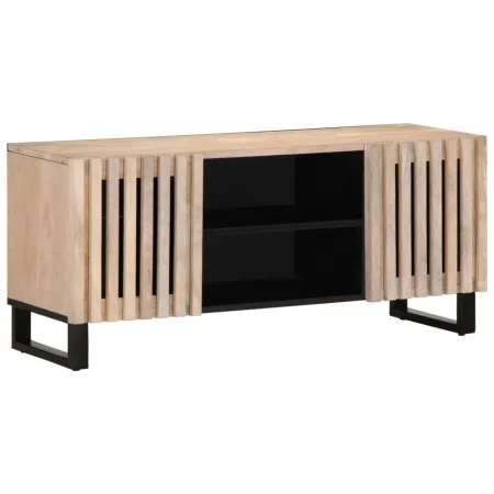 Mueble de TV madera maciza de mango blanco 105x34x46 cm de , Almacenamiento para CD y DVD - Ref: Foro24-377439, Precio: 86,87...