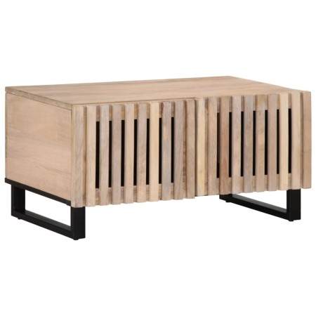 Mesa de centro de madera maciza de mango blanca 80x51x40 cm de , Mesas de centro - Ref: Foro24-377464, Precio: 86,42 €, Descu...