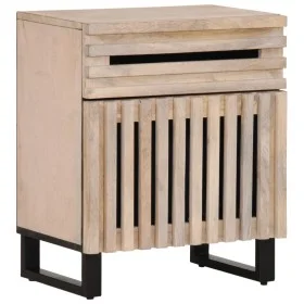Massivholz-Nachttisch aus weißem Mangoholz 50x34x60 cm von , Nachttische - Ref: Foro24-377479, Preis: 58,55 €, Rabatt: %