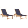 Tumbonas 2 unidades madera maciza de acacia y textileno azul de , Tumbonas - Ref: Foro24-3279250, Precio: 336,85 €, Descuento: %