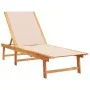 2 sun loungers with solid acacia wood table and cream textilene by , Loungers - Ref: Foro24-3279252, Price: 356,20 €, Discoun...